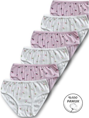 Panfilia %100 Pamuk Kız Çocuk Jakarlı Slip Külot Iç Çamaşır 6lı Set / Özten