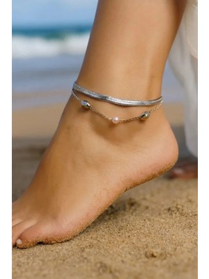 Gümüş Renk Italyan Kesme Silindir Inci Çelik Halhal