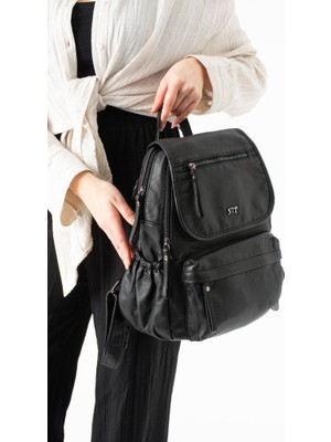 Baginn Y.s.deri Kadın Sırt Çantası Günlük Kullanıma Uygun Çok Cepli Yıkama Suni Deri 30*25 cm Vegan Çanta