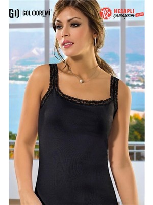 Gd Goldoremi Premium Kadın Dantel Askılı Rahat Pamuklu Tekli Atlet