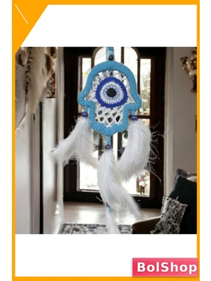 BolShop El Yapımı Nazar Boncuğu Desenli Duvar Süsü 12X13 cm