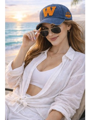 Ritagarcia W Nakışlı Eskitme Model Kadın Beyzbol Şapkası - Vintage Cap