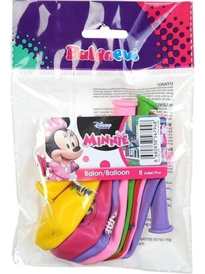 Bafix Balon 12" 4+1 Minnie Happy Helpers Baskılı (8 Li Paket)