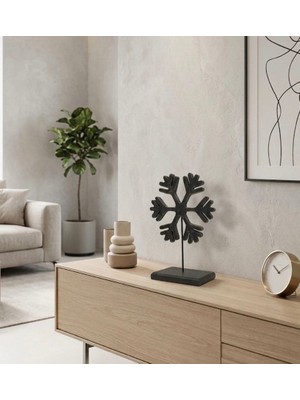 Mirsa Global Modern Siyah Kar Tanesi Dekoratif Biblo Bohem Salon Masa Sehpa Üstü Şık Ev Aksesuarı