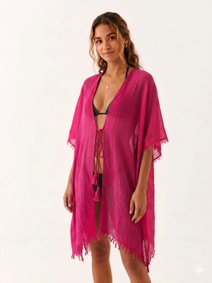 Trend Nexus Yaz Modası Ip Detaylı Fuşya Pareo