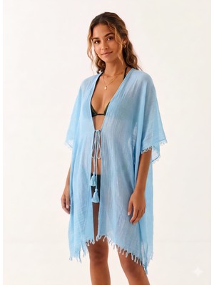 Trend Nexus Yaz Modası Ip Detaylı Bebe Mavi Pareo