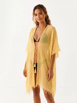 Trend Nexus Yaz Modası Ip Detaylı Sarı Pareo
