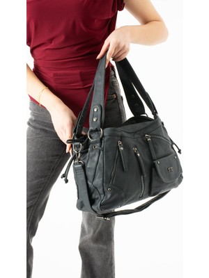 Baginn Vegan Deri Kadın Omuz Çantası Y.s.deri Çok Cepli Çapraz Askılı Bayan Çantası 38*28 cm