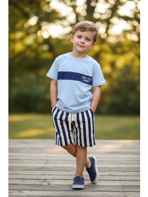 Butik Erkek Çocuk %100 Pamuklu Şortlu 2'li Alt - Üst Takım