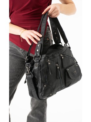 Baginn Vegan Deri Kadın Omuz Çantası Y.s.deri Çok Cepli Çapraz Askılı Bayan Çantası 38*28 cm