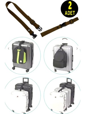 Usin 2 Adet Kahverengi Ayarlanabilir Valiz Çanta Bavul Bagaj Birleştirme Bağlama Askısı Kemeri Kayışı