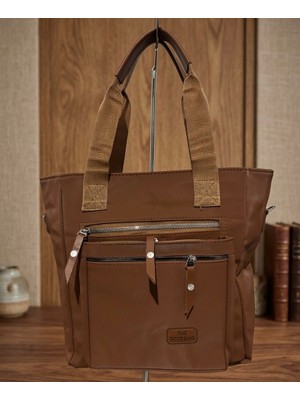 Han Çanta Kadın Taba Omuz Çantası Büyük Boy Çok Gözlü Günlük Kullanım Tote Bag