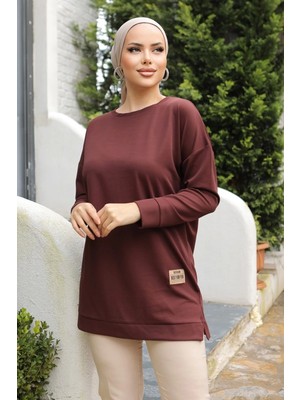 Hayat Store Yeni Stil Kahve Arma Detaylı Tunik 10020 ( Lisinya )