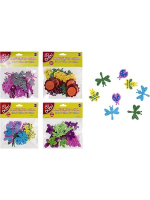  bu-bu bubu-sts005 simli çiçek sticker 24 lü pvc karışık desenlerde 1 paket