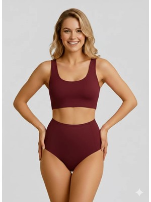 Sheviva Bordo Yüksek Bel Toparlayıcı Bikini Altı