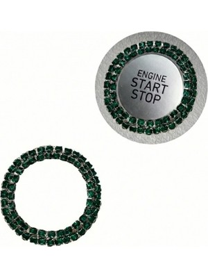 Hayat Store Kristal Taşlı Start Stop Düğme Halkası Yeşil