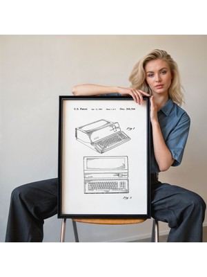Pegziz Vintage Macintosh Bilgisayar Poster Çerçeveli Tablo