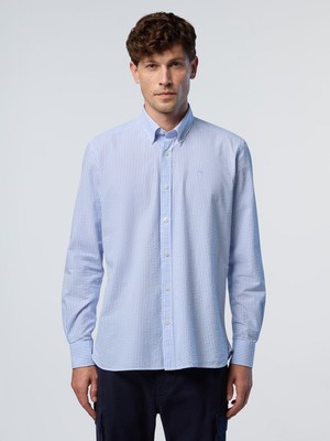 North Sails Regular Fit Düğmeli Yaka Organik Pamuk Çizgili Gömlek