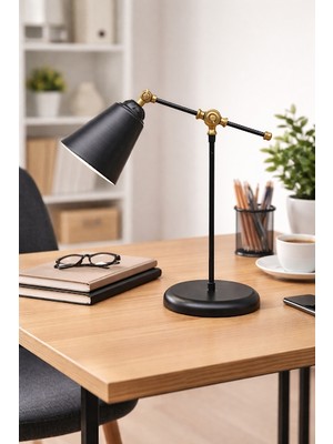 Dede Avize Navaho Masa Lambası Abajur Siyah Statik Boyalı Eskitme Parça Detaylı