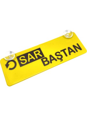 Hayat Store Sar Baştan Yazılı Sarı Dekor Plaka Vantuzlu Cam Süsü 22X7.5CM