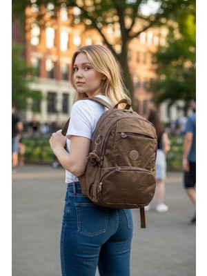 By Polo Club Su Geçirmez Krinkıl Kumaş Geniş Iç Hacimli Çok Bölmeli Günlük-Okul-Seyahat Sırt Çantası