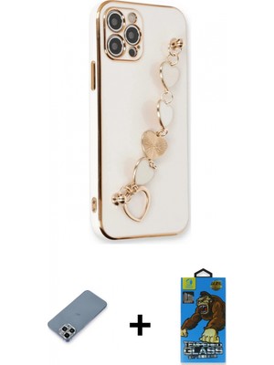 İlk El Grup Ieg™ iPhone 12 Pro Max Kılıf Nova Işık Prime - Siyah 18D Cam Ekran Koruyucu + Gümüş Metal Kamera Lens Koruma Cam