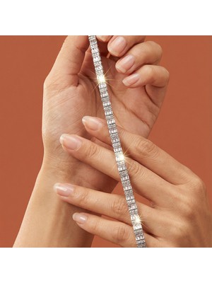 Valmont Accessories 17+2 cm Ayarlanabilir Baget Taşlı Paslanmaz Çelik Parlak Şık Kadın Bileklik