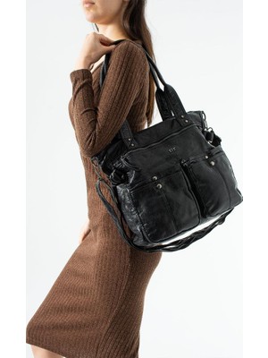 Baginn Retro Vegan Deri Kadın Omuz Çantası Y.s.deri Çok Cepli Çapraz Askılı Bayan Çantası 30*30 cm