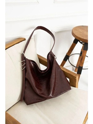 Rivina Kadınhalka Detay Büyük Boy El Kol Omuz Çantası Yumuşak Deri Vintage Model