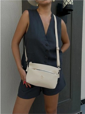 Rivina Kadın Gold Detaylı Minimal 3 Bölmeli El ve Omuz Çantası