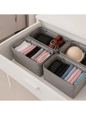 Esranın Dünyası 4 Adet Katlanabilir Çekmece Organizer Seti - 30X15X12.5 Cm, Kumaş Dolap Düzenleyici