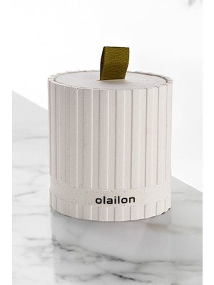 olailon Vanilya Kokulu Beton Mum | Yeşil Kurdeleli | Dekoratif & Modern Tasarım