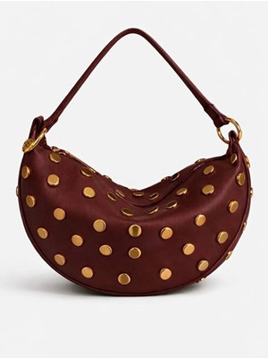 Rivina Gold Zımba Aksesuarlı Kadın El, Omuz ve Çapraz Kullanım Çanta