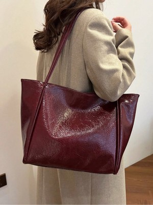 Rivina Bordo Kadın Günlük El ve Omuz Çantası – Roney Sade Model Büyük Boy