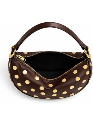 Rivina Gold Zımba Aksesuarlı Kadın El, Omuz ve Çapraz Kullanım Çanta