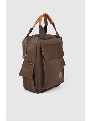 Rivina Darya Çok Bölmeli Saten Yumuşak Deri El Omuz ve Sırt Çantası