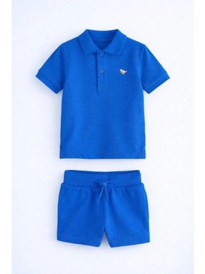 Next Baby Pamuklu Mavi Polo Yaka Kısa Kollu Alt Üst Takım