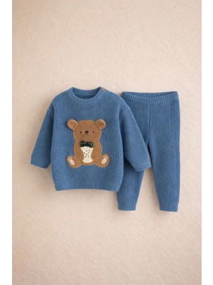 Next Baby Pamuklu Örme Mavi Ayı Desenli Premium Alt Üst Takım