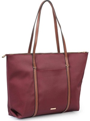 Rivina Lore Ön Cep Detaylı Tote Model Saten Büyük Boy El Kol ve Omuz Çantası Kırmızı