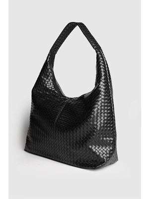 Rivina Kadın Büyük Boy El Kol Omuz ve Tote Çanta - Geniş Hacim Desenli Siyah