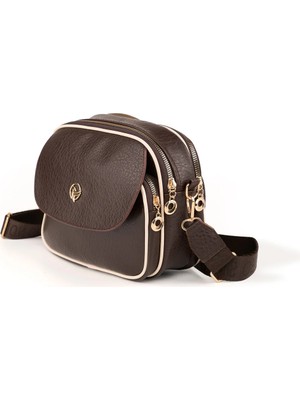 Rivina Leydi Kadın Çapraz Askılı Kapaklı Fermuarlı Çok Bölmeli Omuz Çantası