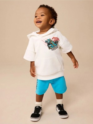 Next Baby Pamuklu Beyaz Kısa Kollu Sweatshirt Şort Alt Üst Takım