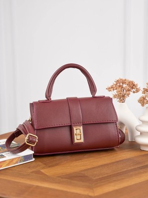 Rivina Zumi Kadın Çevirmeli Kilitli Çıkarılabilir Askıli El Omuz ve Kol Çantası Bordo