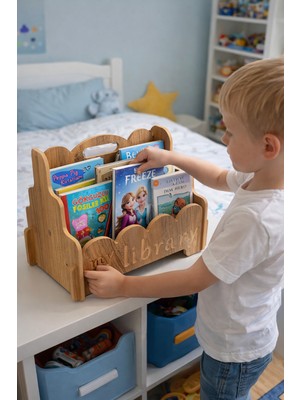 Montessori Ahşap Çocuk Kitaplık Kahverengi Eğitici ve Dekoratif Tasarım My Library