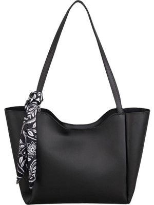 Rivina Kadın Fularlı Fermuarlı Shopper El ve Omuz Çantası (Fular Rengi Değişebilir)