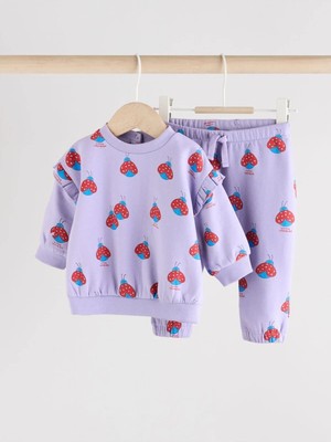 Next Baby Pamuklu Lila Uğur Böceği Desenli Uzun Kollu Alt Üst Takım