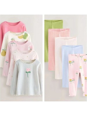 Next Baby Pamuklu Pembe Uzun Kollu 5'li Alt Üst Takım