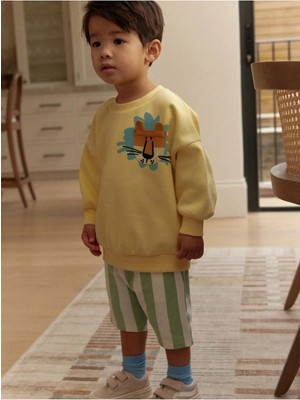 Next Baby Pamuklu Sarı Sweatshirt ve Şort Takımı