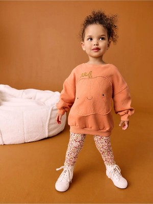 Next Baby Pamuklu Turuncu Balkabağı Desenli Sweatshirt Alt Üst Takım
