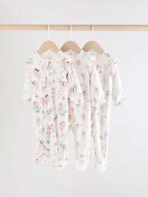 Next Baby Pamuku Ekru Peri Desenli 3'lü Tulum Set